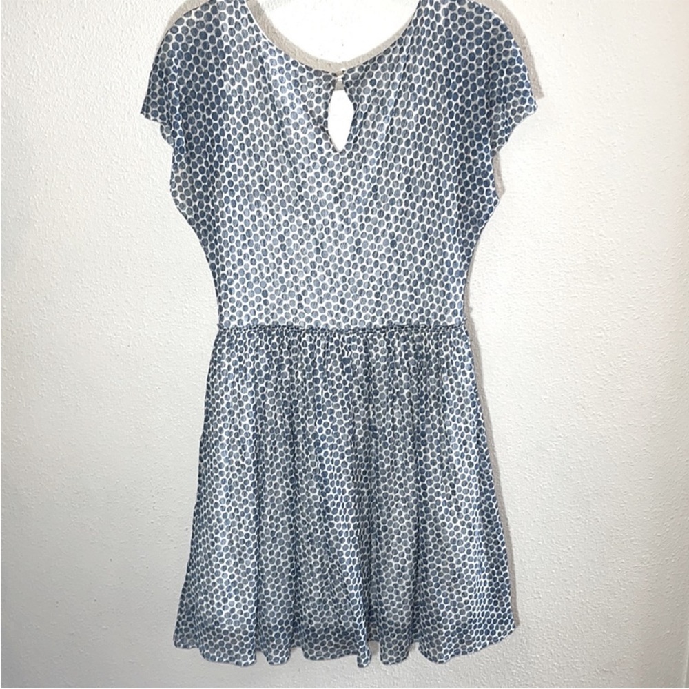 Anthropologie Weston Wear polka dot A-Line Mini blue Dress with Flutter Sleeves